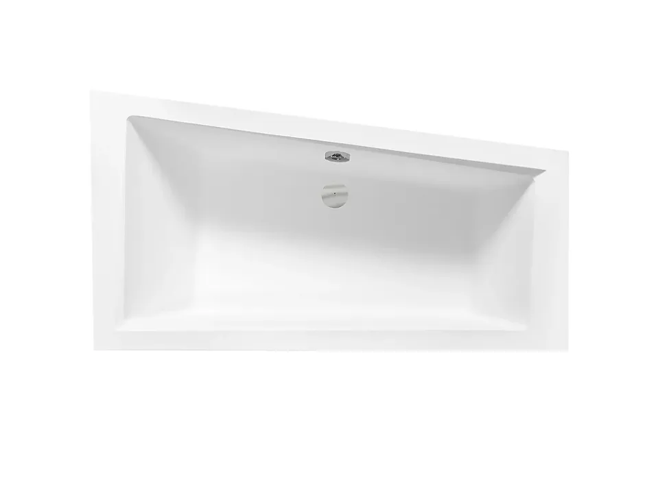 Besco Baignoire asymétrique blanche encastrée + repose tête - INTIMA SLIM - 160 x 90 cm - droite* Baignoire Asymétrique