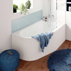 GoodHome Baignoire asymétrique droite 160x90 cm Cavally blanc