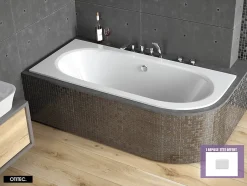 Besco Baignoire Asymétrique sans Tablier - 170 x 75 cm - AVITA SANS TABLIER - GAUCHE - 1 REPOSE-TÊTE OFFERT* Baignoire Asymétrique