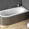 Besco Baignoire Asymétrique sans Tablier - 170 x 75 cm - AVITA SANS TABLIER - DROITE - 1 REPOSE-TÊTE OFFERT