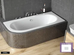 Besco Baignoire Asymétrique sans Tablier - 170 x 75 cm - AVITA SANS TABLIER - DROITE - 1 REPOSE-TÊTE OFFERT