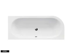 Besco Baignoire Asymétrique sans Tablier - 150 x 75 cm - AVITA SANS TABLIER - DROITE - 1 REPOSE-TÊTE OFFERT