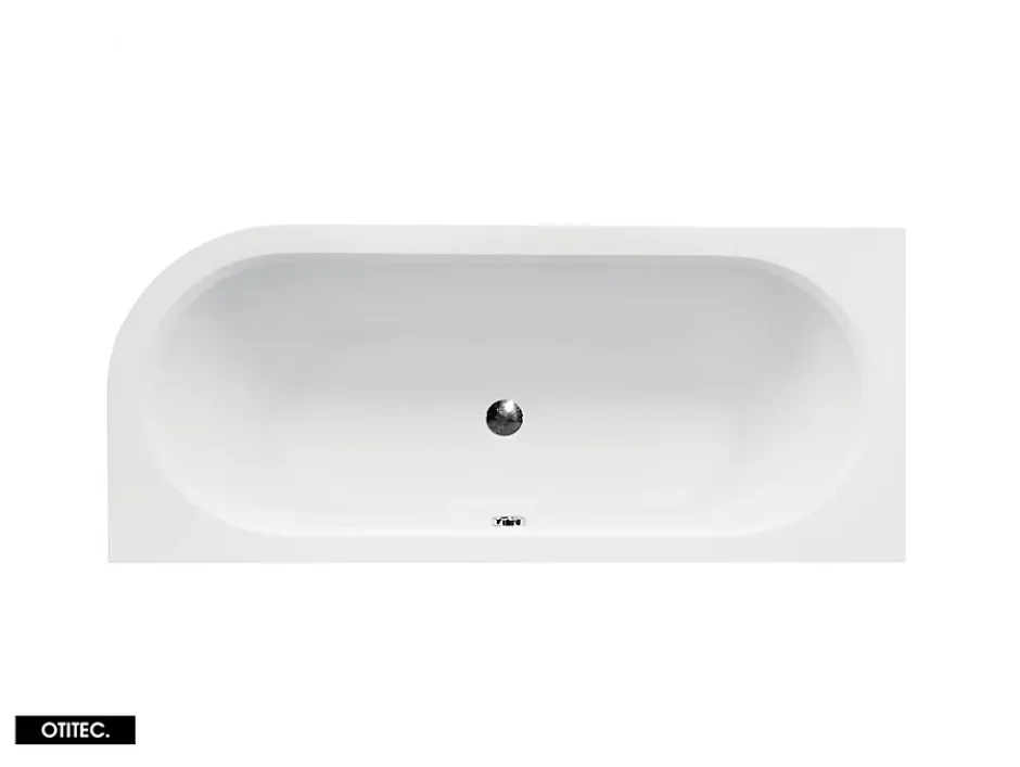 Besco Baignoire Asymétrique sans Tablier - 150 x 75 cm - AVITA SANS TABLIER - GAUCHE - 1 REPOSE-TÊTE OFFERT* Baignoire Asymétrique