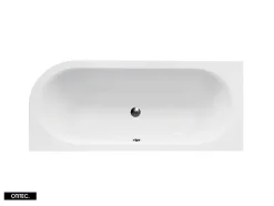 Besco Baignoire Asymétrique sans Tablier - 180 x 80 cm - AVITA SANS TABLIER - GAUCHE - 1 REPOSE-TÊTE OFFERT