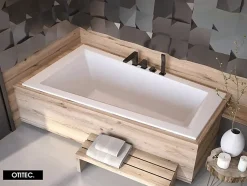 Besco Baignoire Asymétrique sans Tablier - 160 x 90 cm - INTIMA SANS TABLIER - GAUCHE - avec Repose tête OFFERT