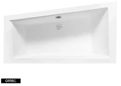 Besco Baignoire Asymétrique sans Tablier - 150 x 85 cm - INTIMA SANS TABLIER - GAUCHE - avec Repose tête OFFERT