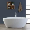 Kiamami Valentina Baignoire Autoportante Design 150X70x56 Cm En Marbre Blanc Rachele Par