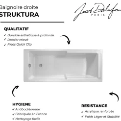Jacob Delafon Baignoire bain douche Struktura + pare bain + étagère 170 X 75
