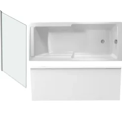 Jacob Delafon Baignoire bain douche Struktura + pare bain + tablier + étagère 170 x 75* Baignoire Droite