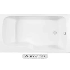 Jacob Delafon Baignoire bain douche Malice, version droite Blanc brillant 170 x 90