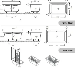 Jacob Delafon Baignoire bain douche Capsule compacte et profonde 140 x 90 cm