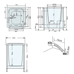 Eliteshopping Baignoire Balnèo avec porte pour seniors 93 x 83 x h100 cm Lavander* Baignoire À Porte