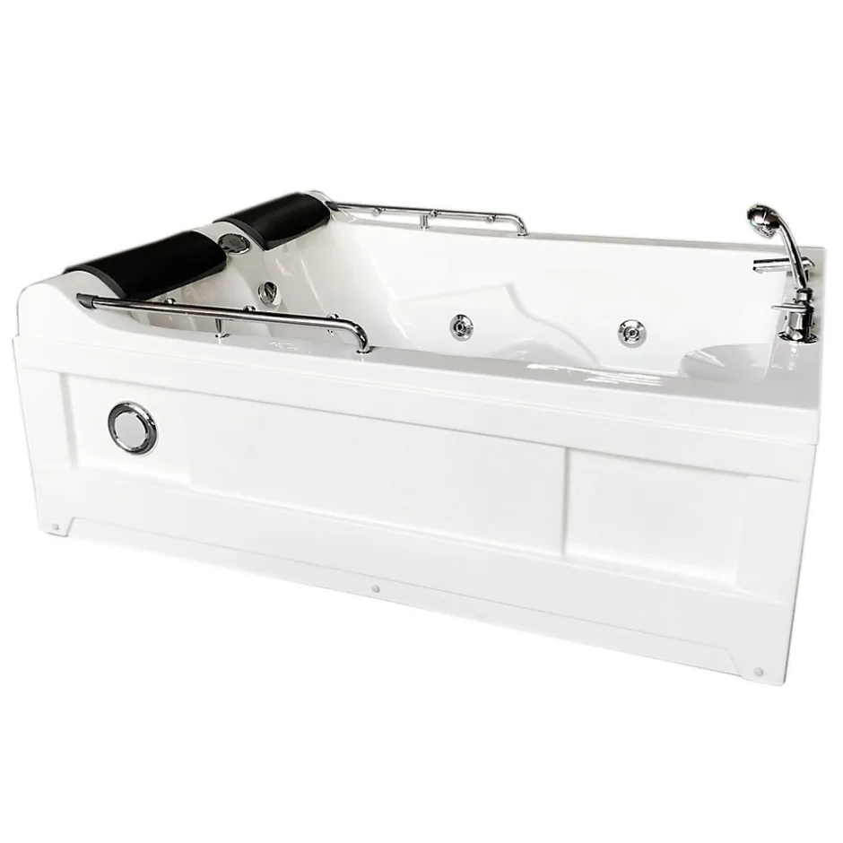 Eliteshopping Baignoire Balnèo Blanc 175 X 132 cm Chromothérapie 14 jets Fleur* Baignoire Balnéo