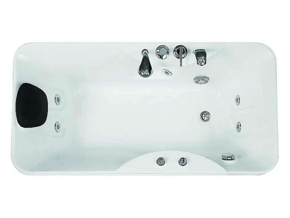 Vente-unique Baignoire balnéo blanche - 1 place - 140L - 150 x 75 x 54,5 cm - Angle droit - GAVINO* Baignoire Balnéo