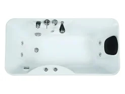 Vente-unique Baignoire balnéo blanche - 1 place - 140L - 150 x 75 x 54,5 cm - Angle gauche - GAVINO* Baignoire Balnéo