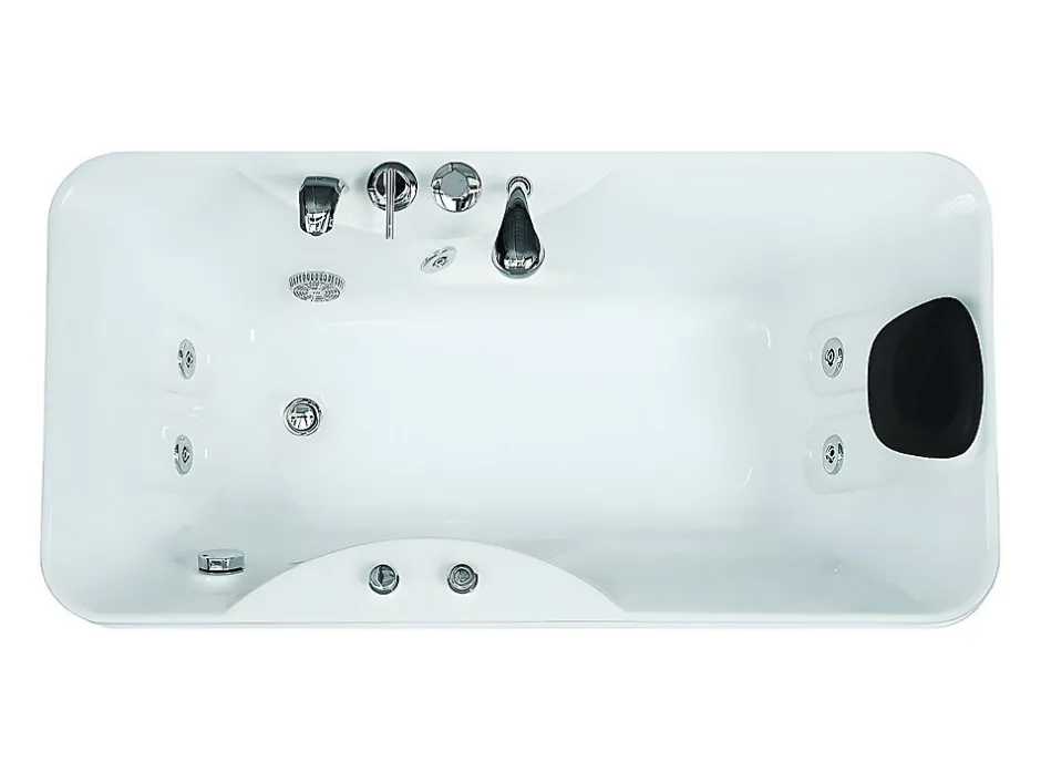 Vente-unique Baignoire balnéo blanche - 1 place - 140L - 150 x 75 x 54,5 cm - Angle gauche - GAVINO* Baignoire Balnéo