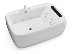 Vente-unique Baignoire balnéo blanche - 2 places - 390 L - 180 x 120 x 60 cm - VOLUTA