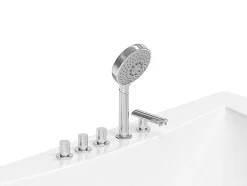 Vente-unique Baignoire balnéo d'angle AGYNESS - 263L - 135x135x57 cm* Baignoire Balnéo