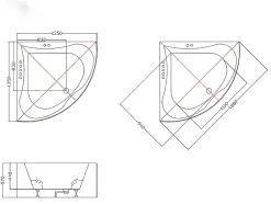 Vente-unique Baignoire balnéo d'angle AGYNESS - 263L - 135x135x57 cm* Baignoire Balnéo
