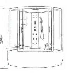 Eliteshopping Baignoire Balnèo Douche Chromothérapie 130 X 130 cm noir Ivory