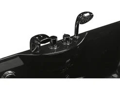 Vente-unique Baignoire balnéo noire - 1 place - 140L - 150 x 75 x 54,5 cm - Angle gauche - GAVINO