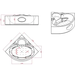 Distribain Baignoire balnéo Noire Corleone 48 jets Whirlpool* Baignoire Balnéo