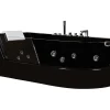Vente-unique Baignoire balnéo vitrée ARIA noire - 1 place - 263L - 170x80x57cm - angle gauche