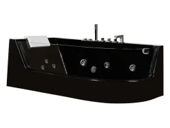 Vente-unique Baignoire balnéo vitrée ARIA noire - 1 place - 263L - 170x80x57cm - angle gauche