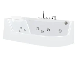 Vente-unique Baignoire balnéo vitrée ARIA blanche - 1 place - 263L - 170x80x57cm - angle gauche