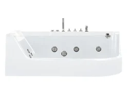Vente-unique Baignoire balnéo vitrée ARIA blanche - 1 place - 263L - 170x80x57cm - angle gauche