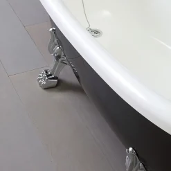 Kiamami Valentina Baignoire Classique Noire Et Blanche Avec Pieds Argentés Romantica