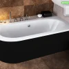Besco Baignoire d'angle - avec tablier noir Mat et repose tête offert - AVITA - 180 x 80 cm - Droite