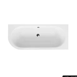 Besco Baignoire d'angle - avec tablier noir Mat et repose tête offert - AVITA - 180 x 80 cm - Droite