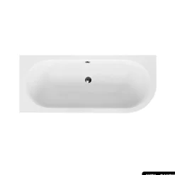 Besco Baignoire d'angle - avec tablier blanc et repose tête offert - AVITA - 160 x 75 cm - Gauche* Baignoire Asymétrique