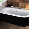Otitec Baignoire d'angle - avec tablier noir Mat et repose tête offert - AVITA - 180 x 80 cm - Gauche* Baignoire Asymétrique