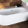Besco Baignoire d'angle - avec tablier blanc et repose tête offert - AVITA - 170 x 75 cm - Droite