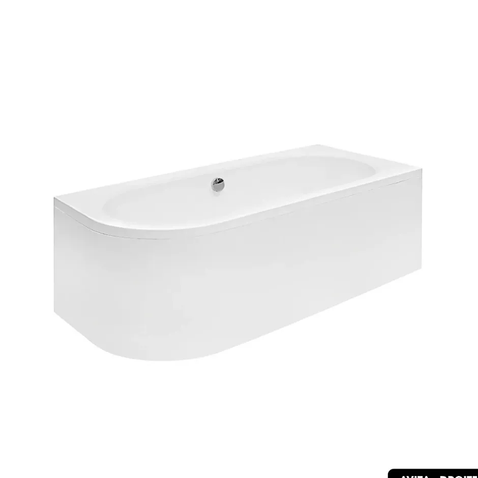 Besco Baignoire d'angle - avec tablier blanc et repose tête offert - AVITA - 170 x 75 cm - Droite