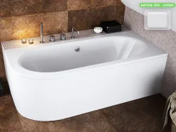 Besco Baignoire d'angle - avec tablier blanc et repose tête offert - AVITA - 160 x 75 cm - Droite* Baignoire Asymétrique