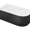 Vente-unique Baignoire d'angle - 201L - 150 x 75 x 58 cm - Noir brillant - Angle gauche - ANIKA