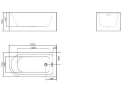 Vente-unique Baignoire d'angle - 201L - 150 x 75 x 58 cm - Blanche - Angle droit - ANIKA* Baignoire D'Angle