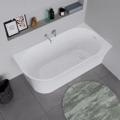 Duravit Baignoire d'angle acrylique salle de bain, vidage de trop plein, 2 places, Coin droite, 150x75x45cm, Blanc, DURADELFI* Baignoire D'Angle