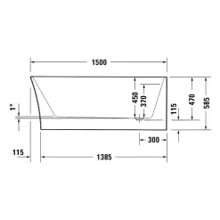 Duravit Baignoire d'angle acrylique salle de bain, vidage de trop plein, 2 places, Coin droite, 150x75x45cm, Blanc, DURADELFI* Baignoire D'Angle