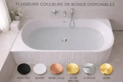 Otitec Baignoire d'angle droite - 160 x 75 cm - Blanc brillant rainure avec bonde chrome - PERLE* Baignoire D'Angle