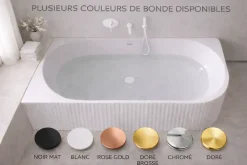 Otitec Baignoire d'angle droite - 160 x 75 cm - Blanc brillant rainure avec bonde blanche - PERLE* Baignoire D'Angle