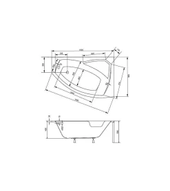 Azura Home Design Baignoire d'angle droite RIMA avec tablier - 150cm* Baignoire Asymétrique