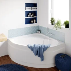 GoodHome Baignoire d'angle en acrylique L.140 x l.140 cm blanc, Cavally