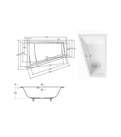 Azura Home Design Baignoire d'angle Gauche ULTIMA DUO ultra-slim - 170cm