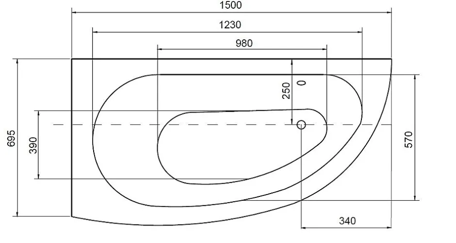Azura Home Design Baignoire d'angle MARINA angle GAUCHE avec tablier