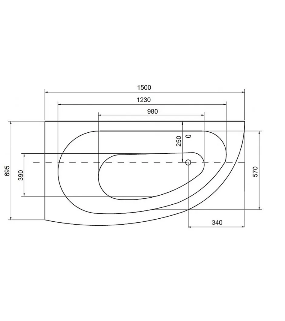 Azura Home Design Baignoire d'angle MARINA angle GAUCHE avec tablier