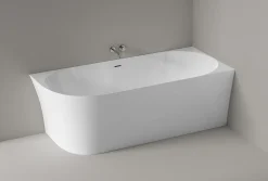Bernstein Baignoire d'angle semi-ilot Acrylique 150x78x60cm Blanc brillant + Bonde et trop plein - installation à droite - NOVA SLIM LINE* Baignoire Îlot